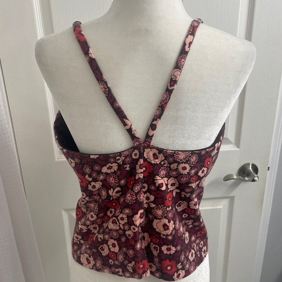 Patagonia Floral Tank Top V Neck With Bra Burgundy/Pink Size L - Picture 3 of 13